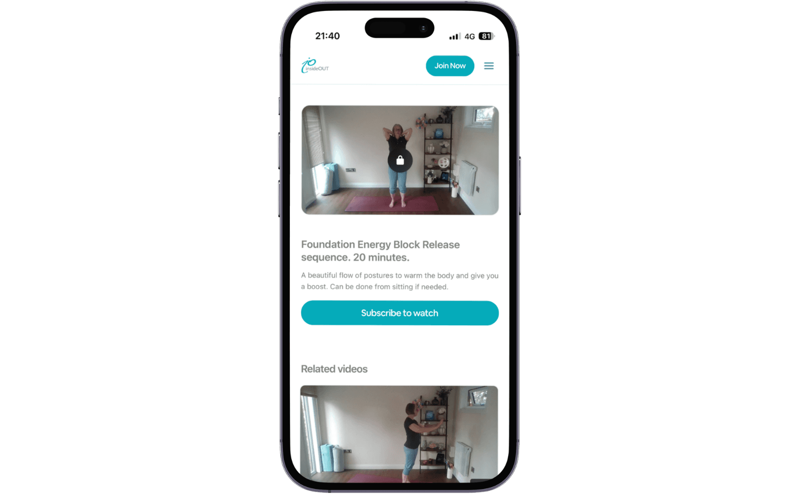 Inside Out Yoga mobile on-demand yoga studio created with Libree