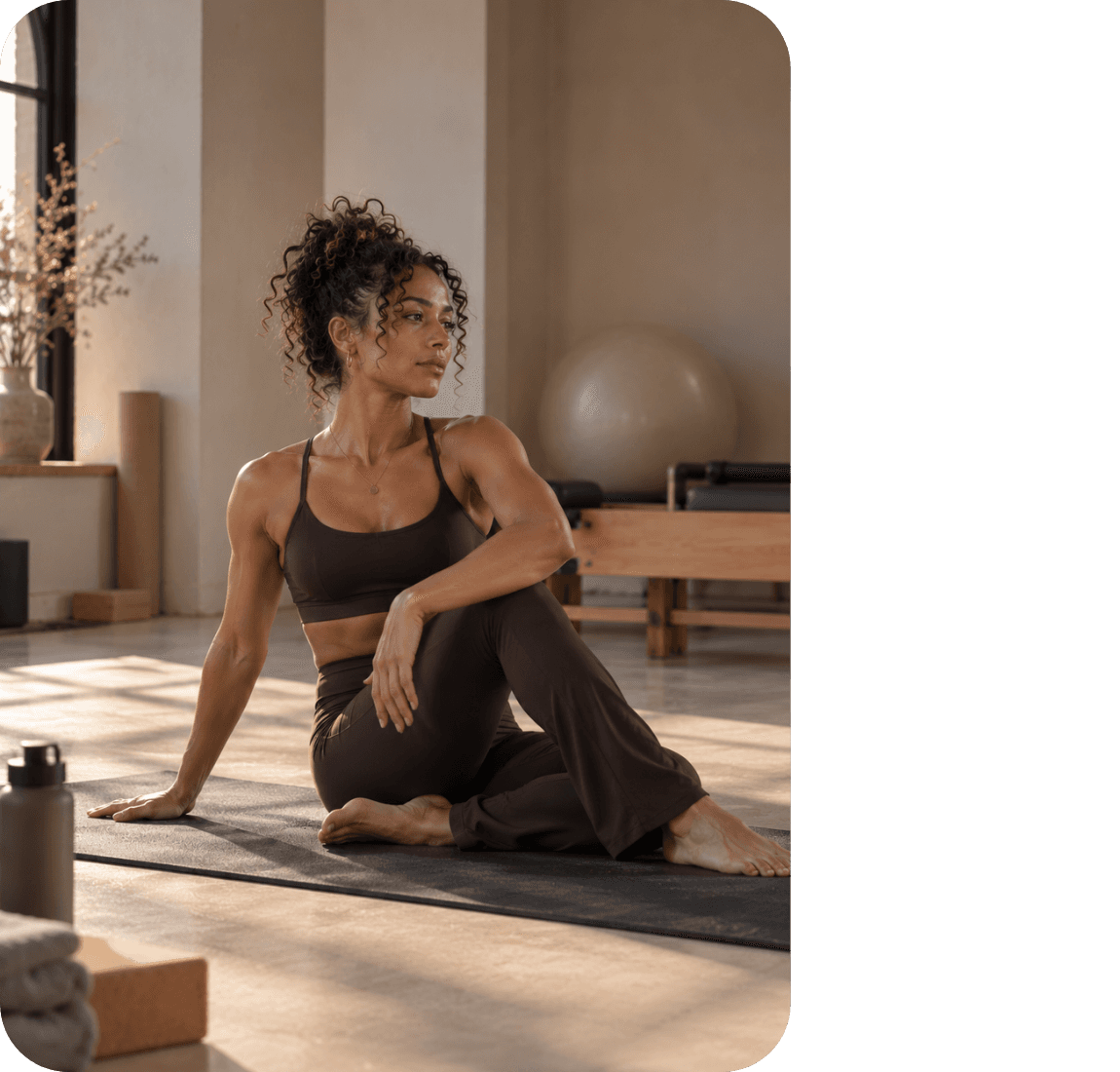 A creator filming premium fitness content for her Libree video library