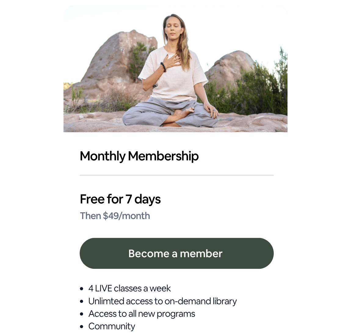 A Libree membership offer shown after booking a live event